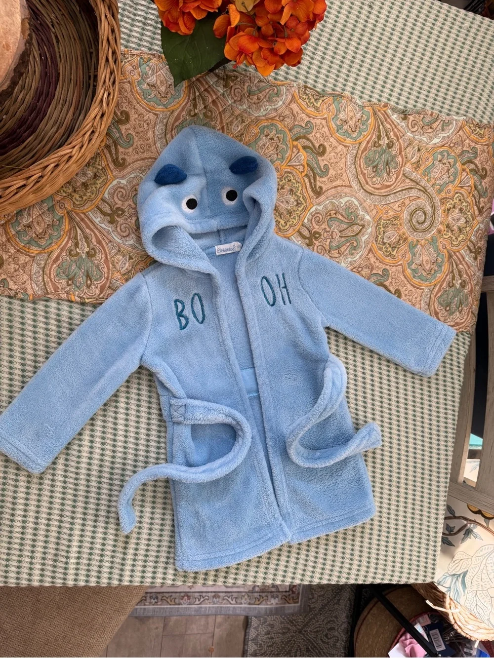 New Bebereve Boutique Baby Boy Monster Halloween Hooded Bathrobe ‘Booh’ 12 Month